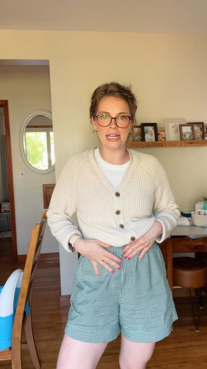 Size small in cardigan and size Medium in tank and shorts! 

I love these shorts! So light and airy and perfect for summer!!