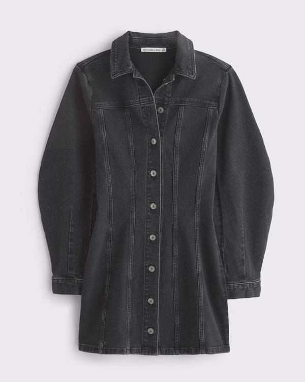 Women's Barrel Sleeve Denim Shirt Dress | Women's Clearance | Abercrombie.com | Abercrombie & Fitch (US)