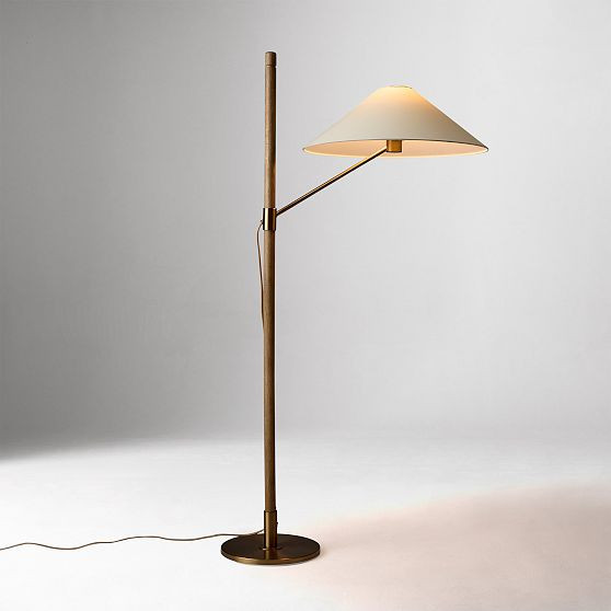 Devon Floor Lamp, Wood, Metal, Paper Shade | West Elm (US)