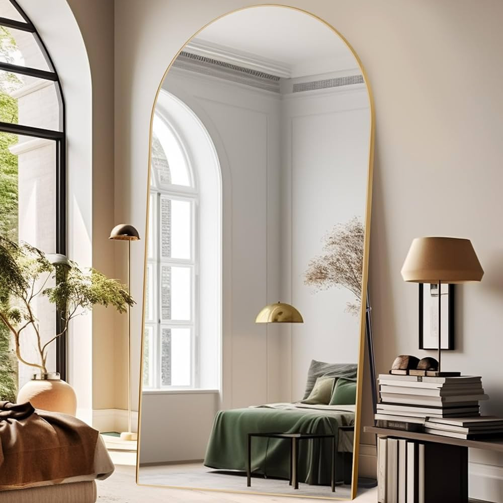 ABSWHLM Arched Full Length Mirror 71"x32" with Stand Aluminum Alloy Frame Floor Large Mirror for ... | Amazon (US)