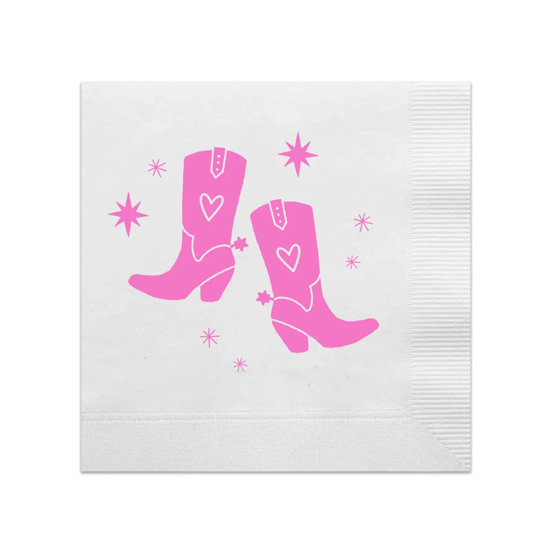 Pink Boots Napkins, Cowgirl Boots Napkins, Disco Cowgirl, Bachelorette Napkins, Rodeo Bachelorett... | Etsy (US)