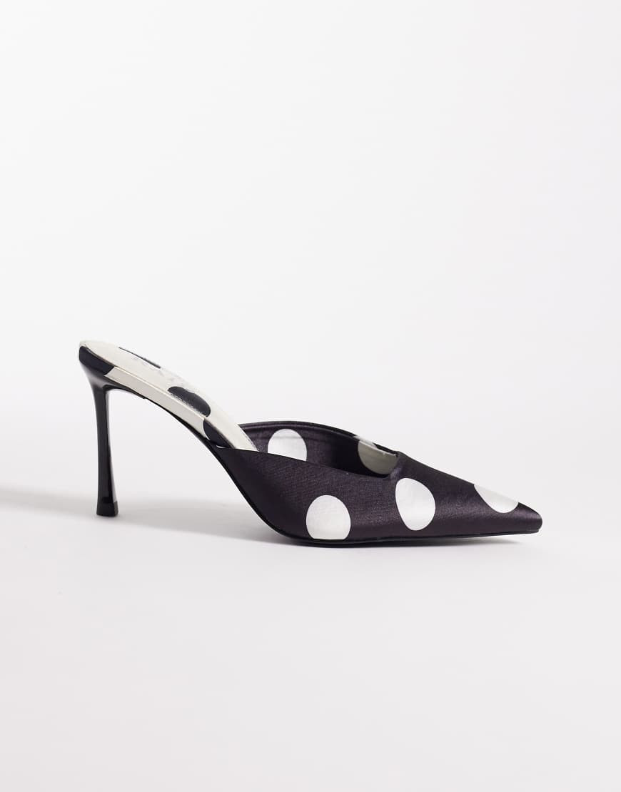 RAID Floralio heeled mules in black and white polka dots | ASOS (Global)