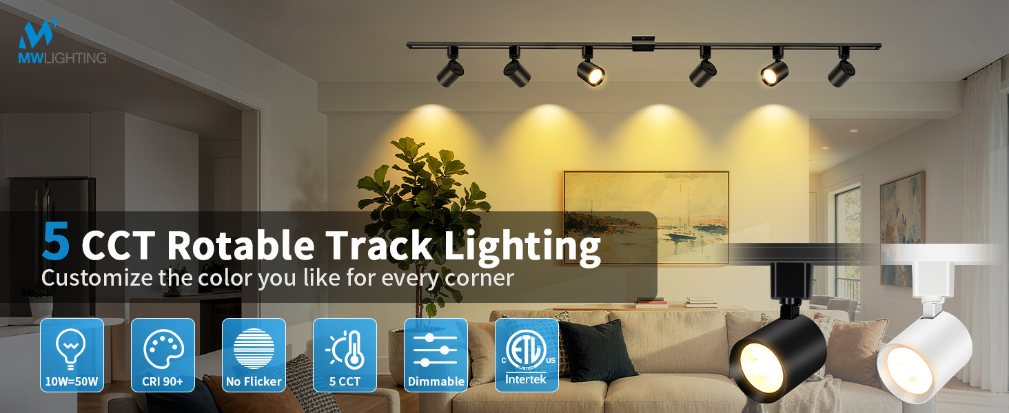 6-Light LED Track Lighting Kit with 6.6FT H Type Track Lighting Rail, Dimmable Track Lights Moder... | Amazon (US)