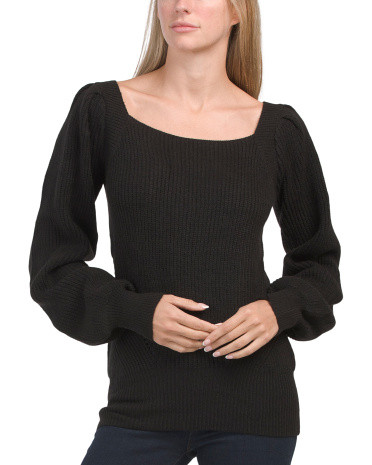 Square Neck Puff Sleeve Sweater | Marshalls