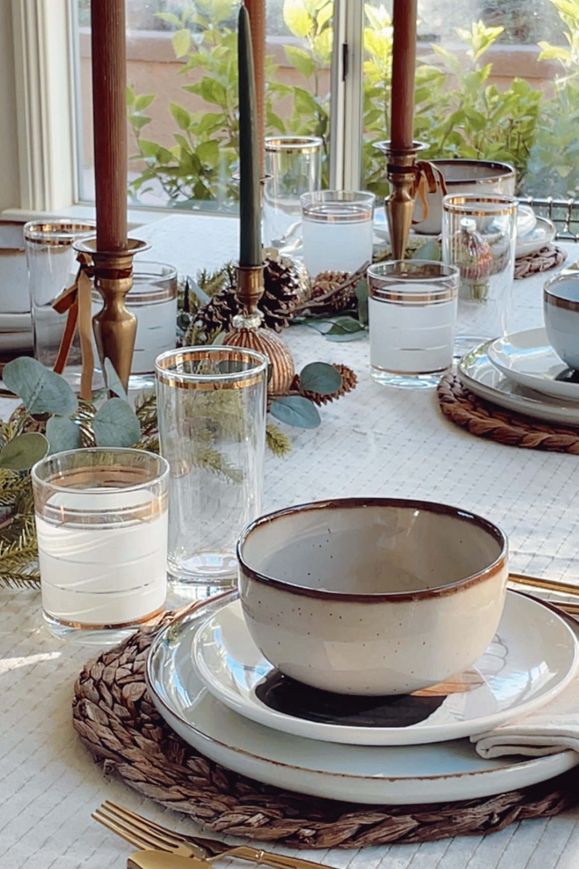 Winter holiday Tablescape. Mix in various decor to make it perfect for Thanksgiving, Christmas or New Years! 

#tablecloth #plates #candlesticks #glassware

#LTKSeasonal #LTKHoliday #LTKHome