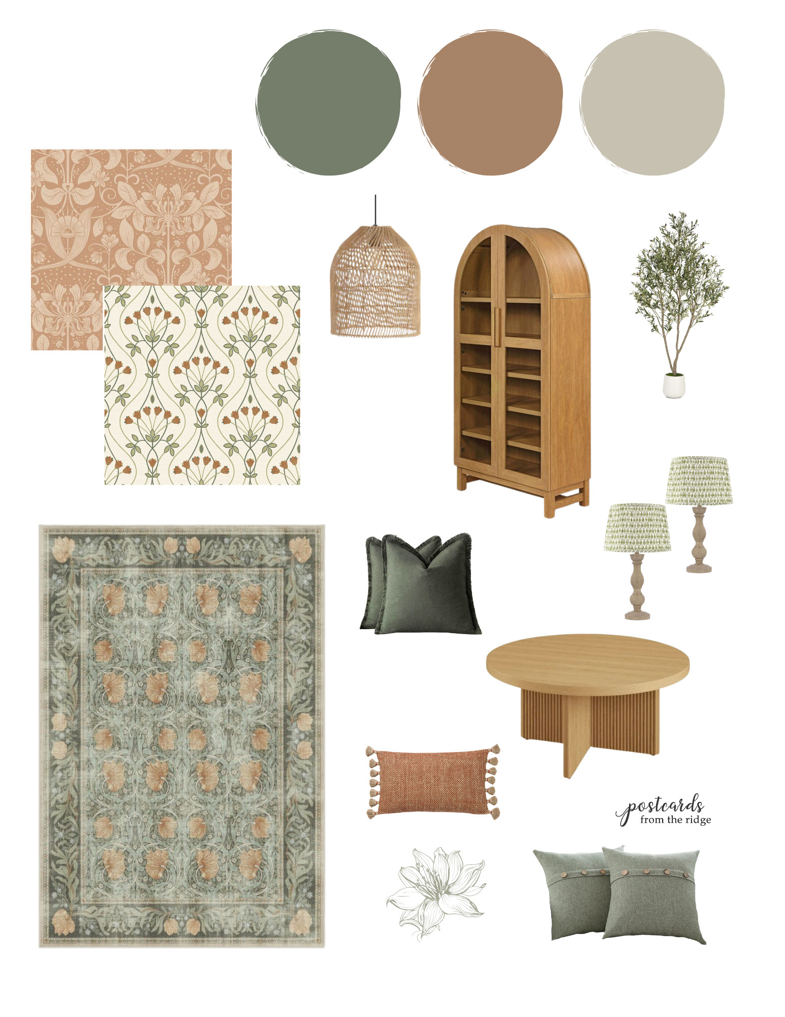 Affordable and stylish living room with green and terracotta. 

 #LTKHome