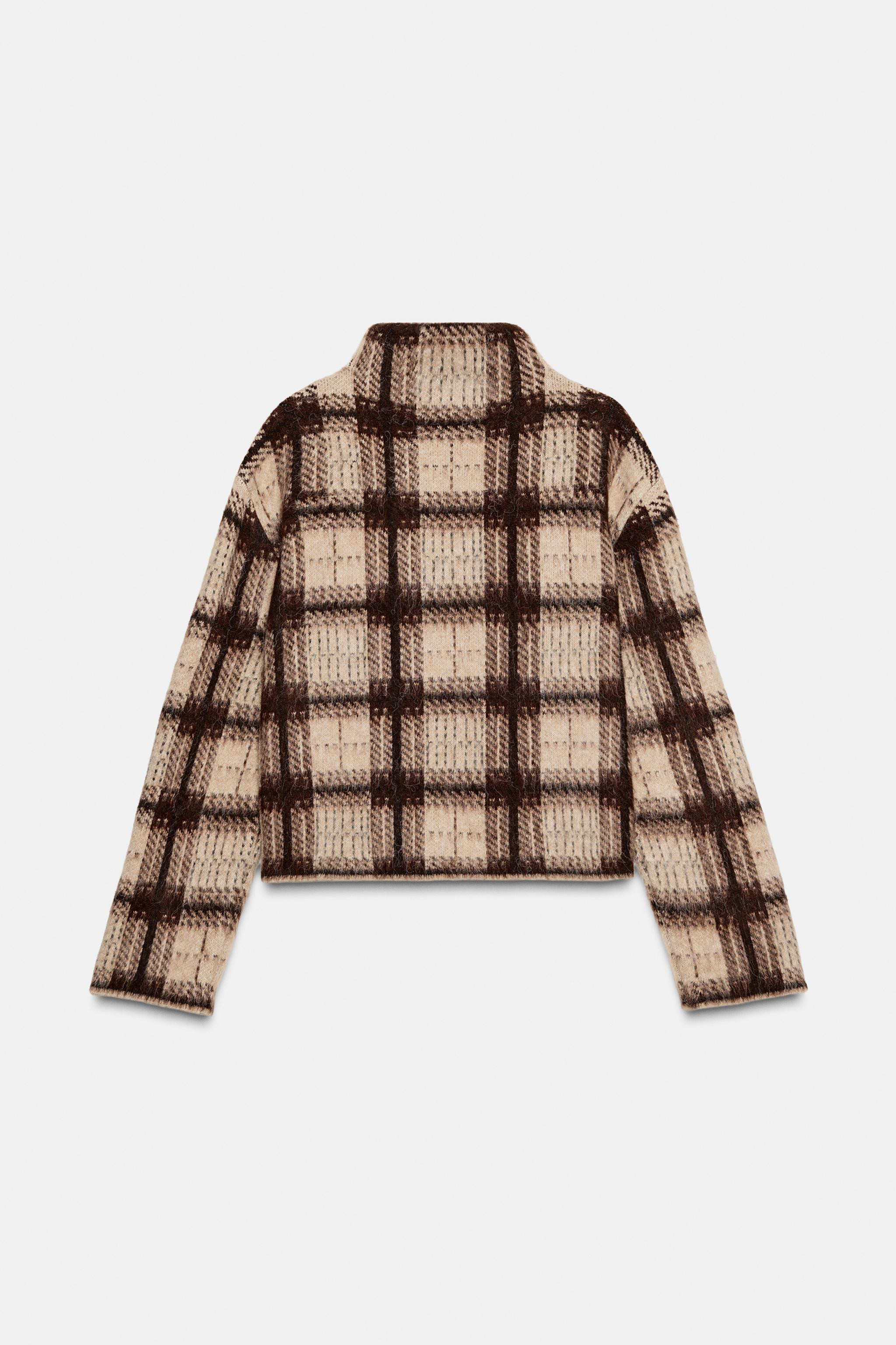 PLAID BRUSHED EFFECT KNIT SWEATER | Zara US