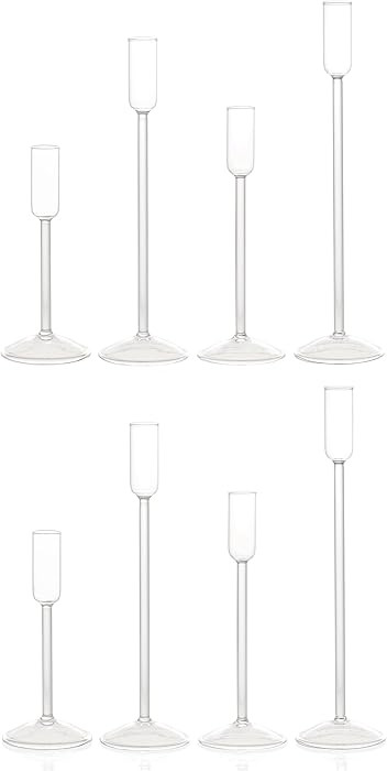 Candle Holder, Glass Taper Candle Tall Candlestick Holder, 4 Different Heights, for Table Centerp... | Amazon (US)