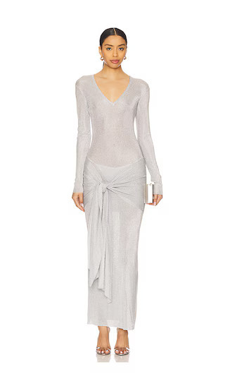 SEROYA Ashera Metallic Knit Dress in Metallic Silver, grey. - size S | Revolve Clothing (Global)