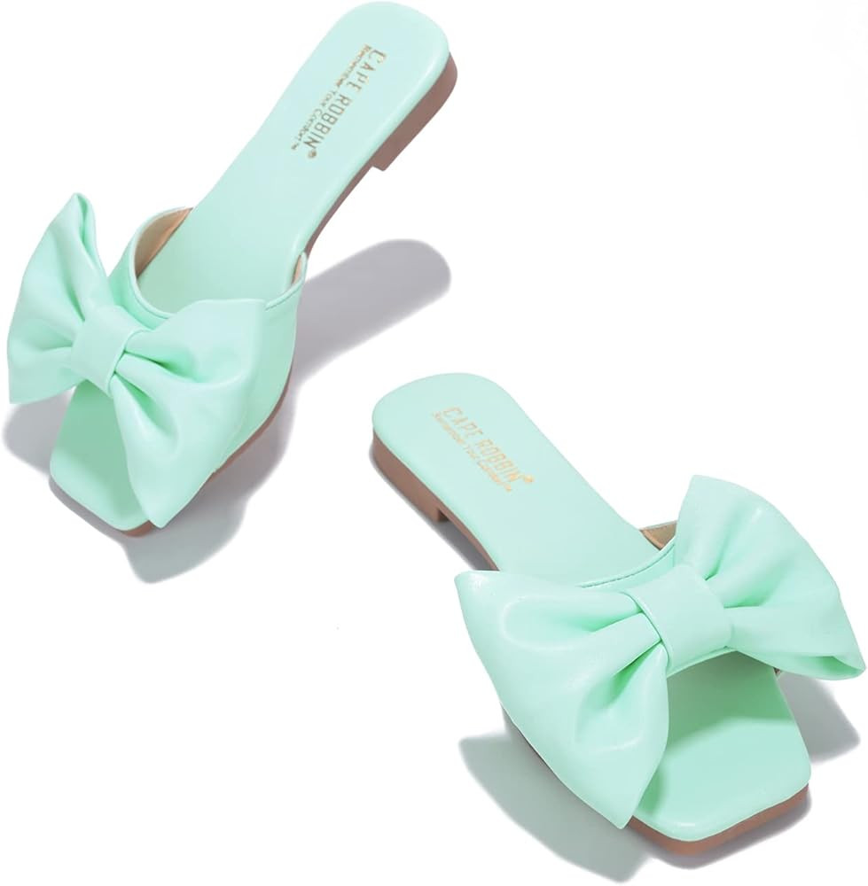 Cape Robbin Juju Sandals Slides for Women, Womens Mules Slip On Shoes with Bow - Sandals Slides f... | Amazon (US)