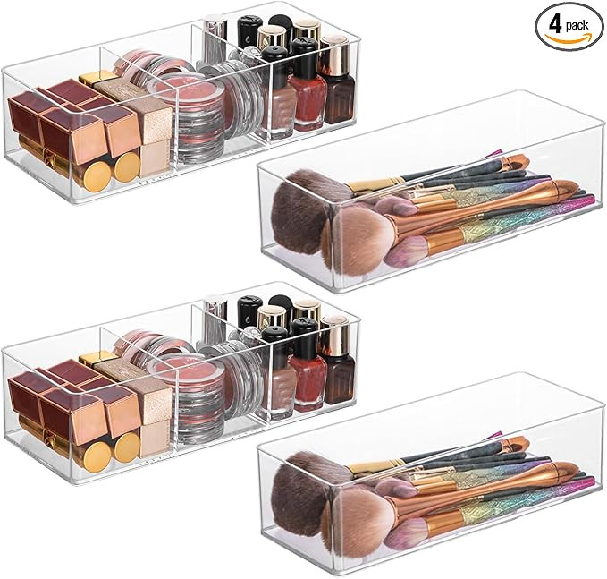 Acrylic Organizer 4-piece Makeup Organizer Countertop For Drawers Organizer Storage Bathroom Orga... | Amazon (US)