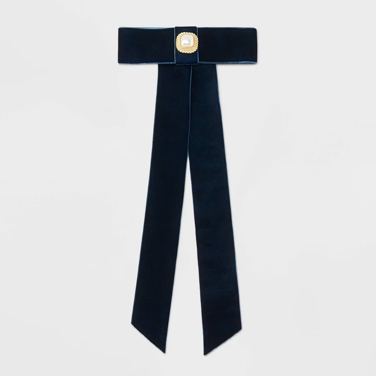 Velvet Bow with Pearl Center Hair Barrette - A New Day™ Navy Blue | Target