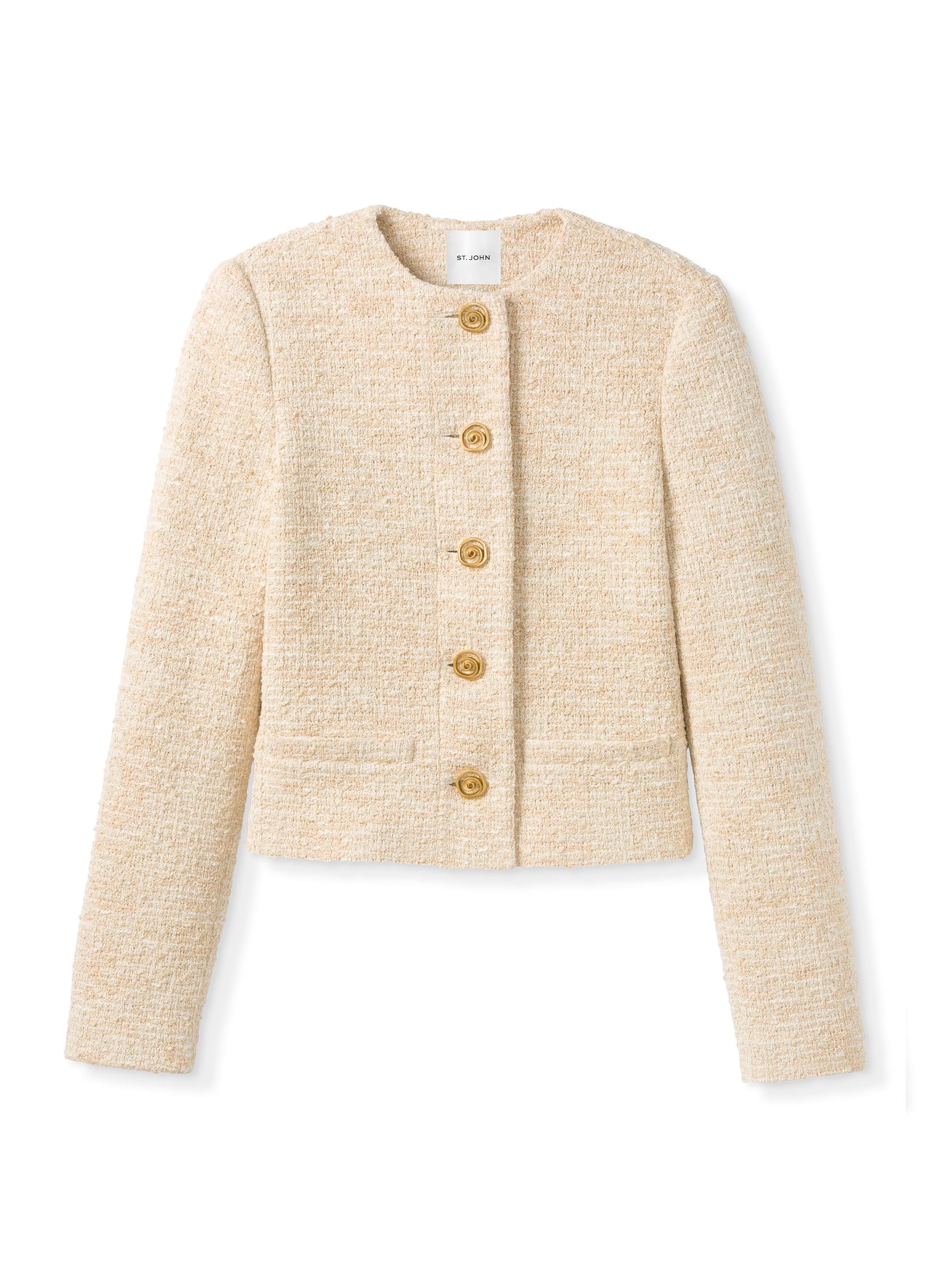 Round Neck Boucle Jacket | St. John Knits