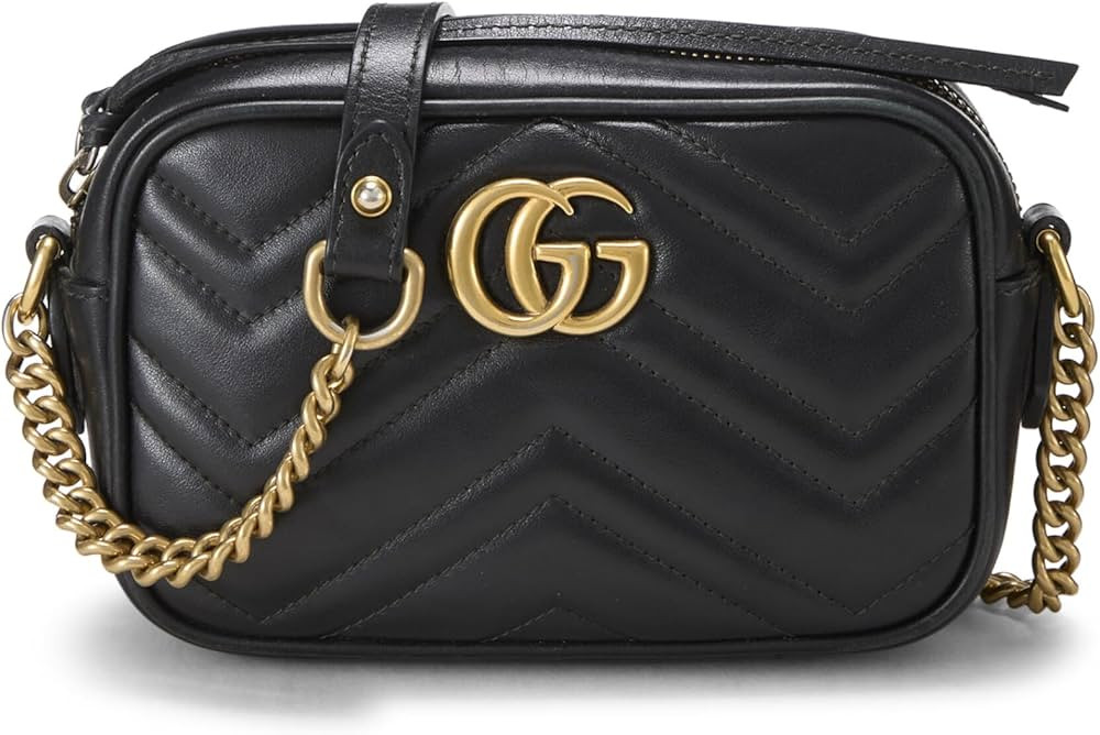 Amazon.com: Gucci, Pre-loved Black Leather GG Marmont Crossbody Mini, Black : Amazon Luxury | Amazon (US)