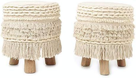REDEARTH Padded Foot Stool -Set of 2 Cushioned Vanity Stool, Round Ottoman Footrest, Seat Pouffe ... | Amazon (US)