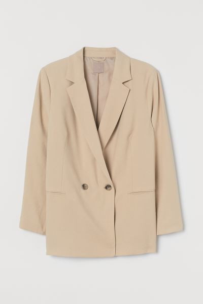 Double-breasted blazer with in a woven viscose blend with notched lapels, buttons at front, and w... | H&M (US + CA)