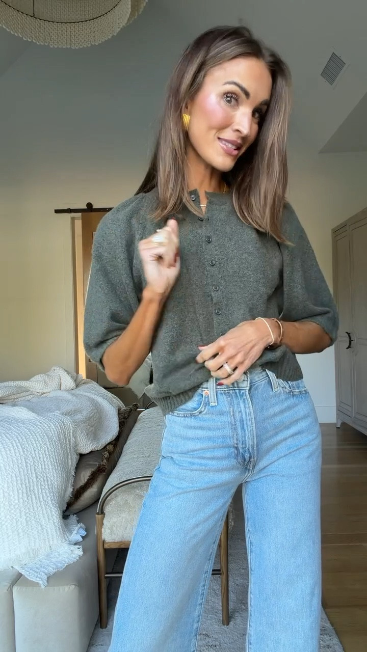 the softest cardigan top 🤎 loved it so much i got it in 2 colors! 🥰 use code LAUREN30 for 30% off site wide at anthropologie 🙌🏼