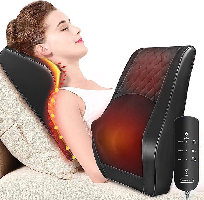 Boriwat Back Massager with Heat, 3D Kneading Massage Pillow for Back, Neck, Shoulder, Leg Pain Re... | Amazon (US)