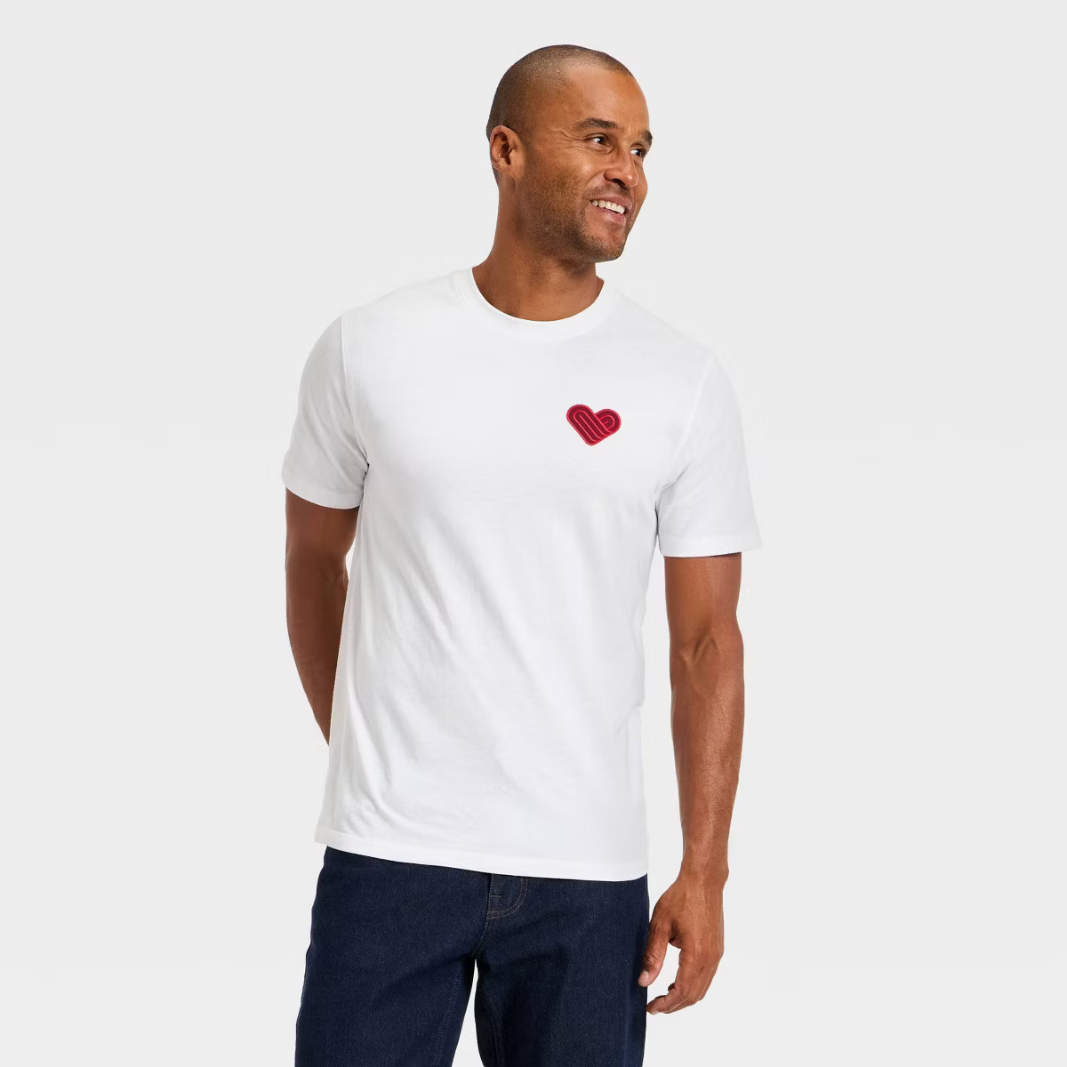 Men's Heart Short Sleeve Crewneck Graphic T-Shirt - Goodfellow & Co™ White | Target