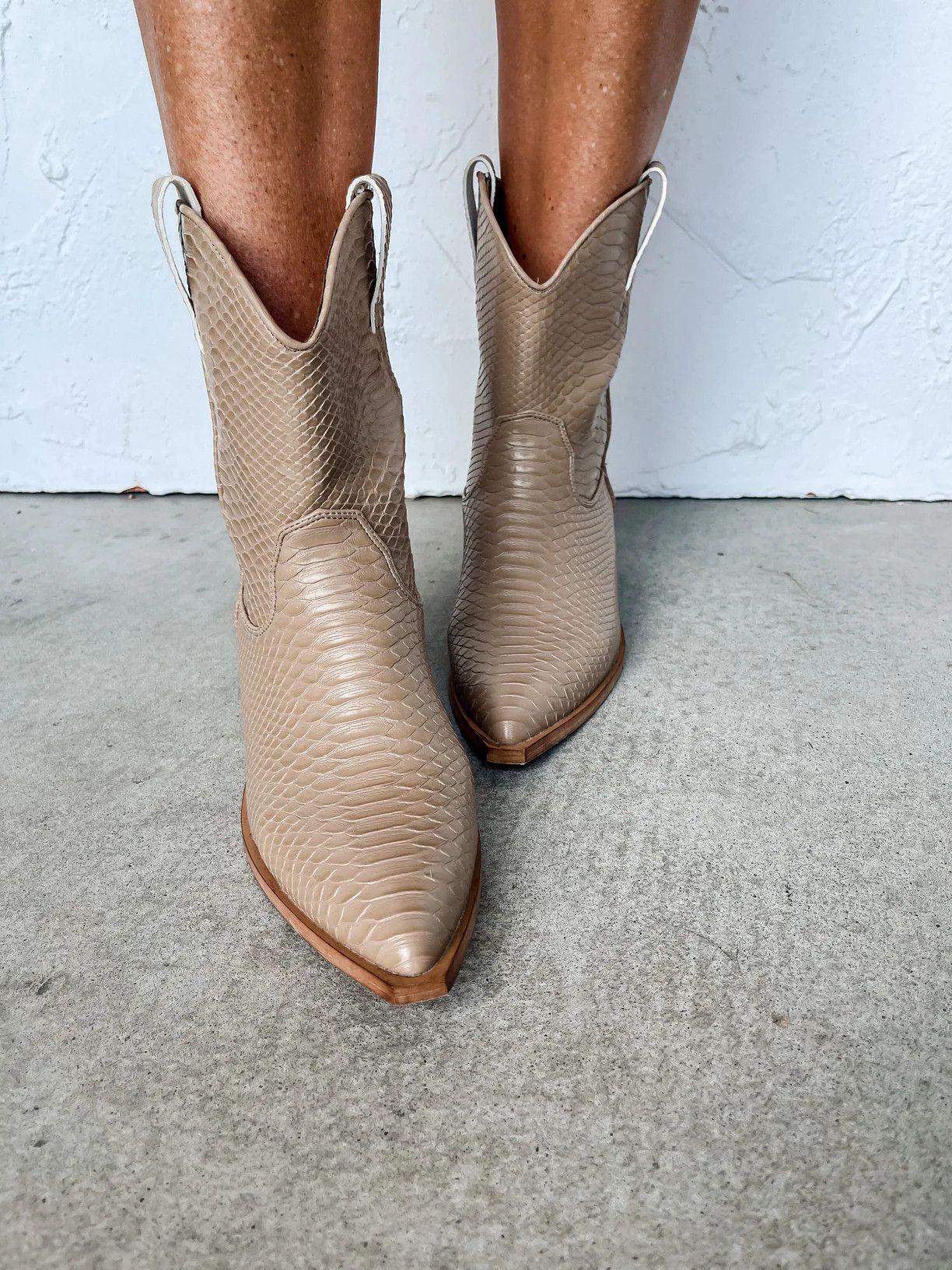 [ShuShop] ZouZou Ankle Boot-Taupe Snake | Ruthie Grace