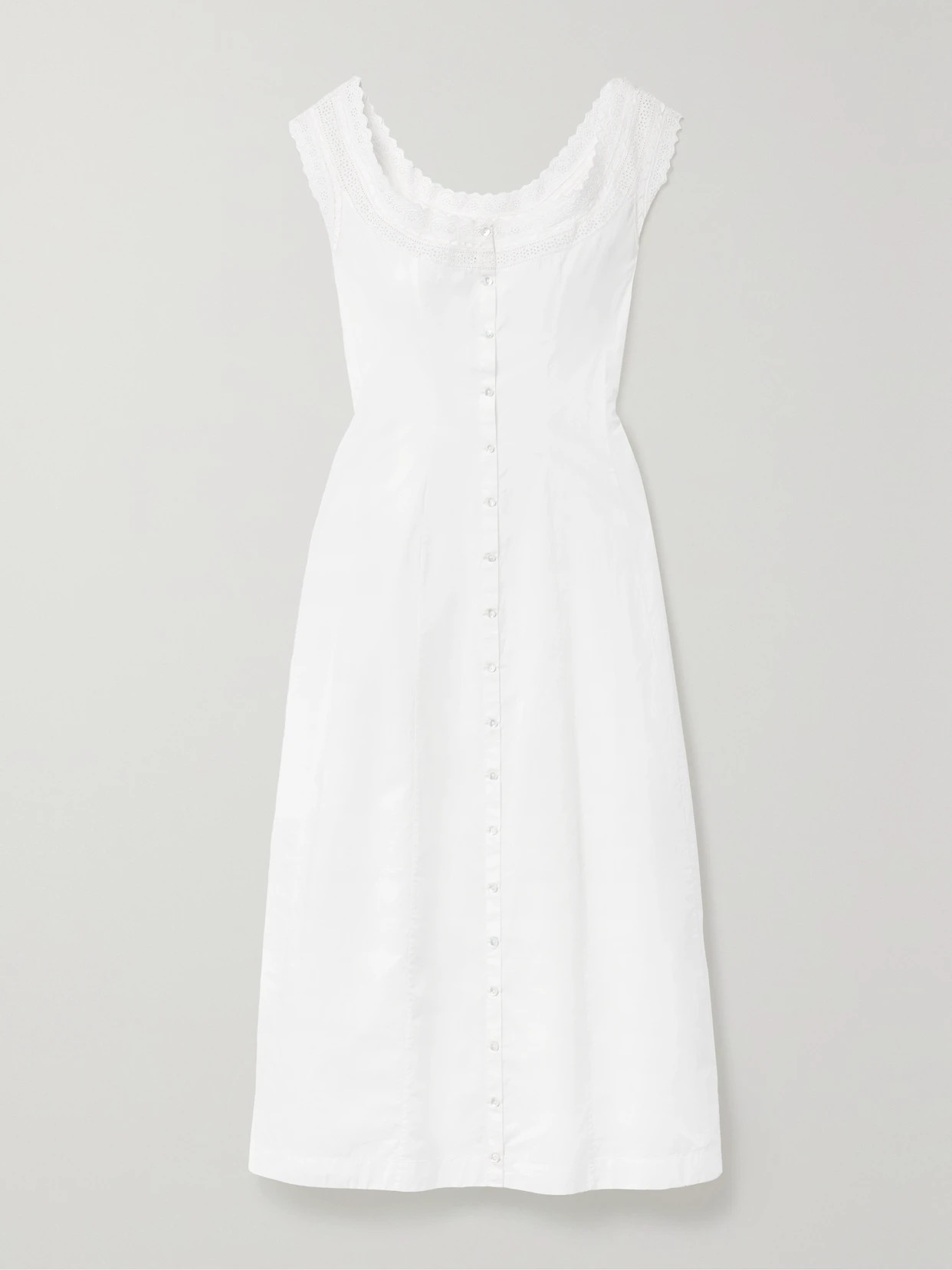 DÔEN - Anneau Broderie Anglaise Organic Cotton-poplin Midi Dress - White | NET-A-PORTER (UK & EU)