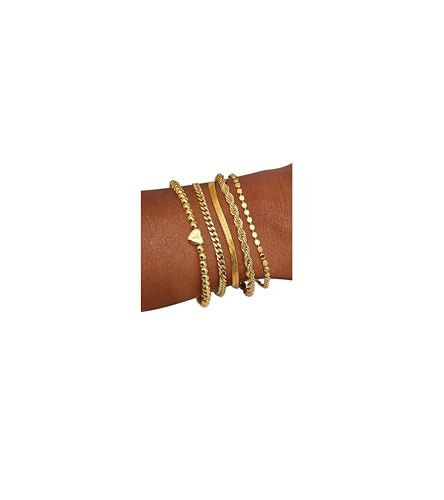 doubgood Gold Bracelets for Women Stackable, 14K Gold Plated Waterproof Bracelet Set, Dainty Adjustable Gold Bracelet Stack with Heart Initial Charm T Layered Chain Jewelry Gifts for Women | Amazon (US)