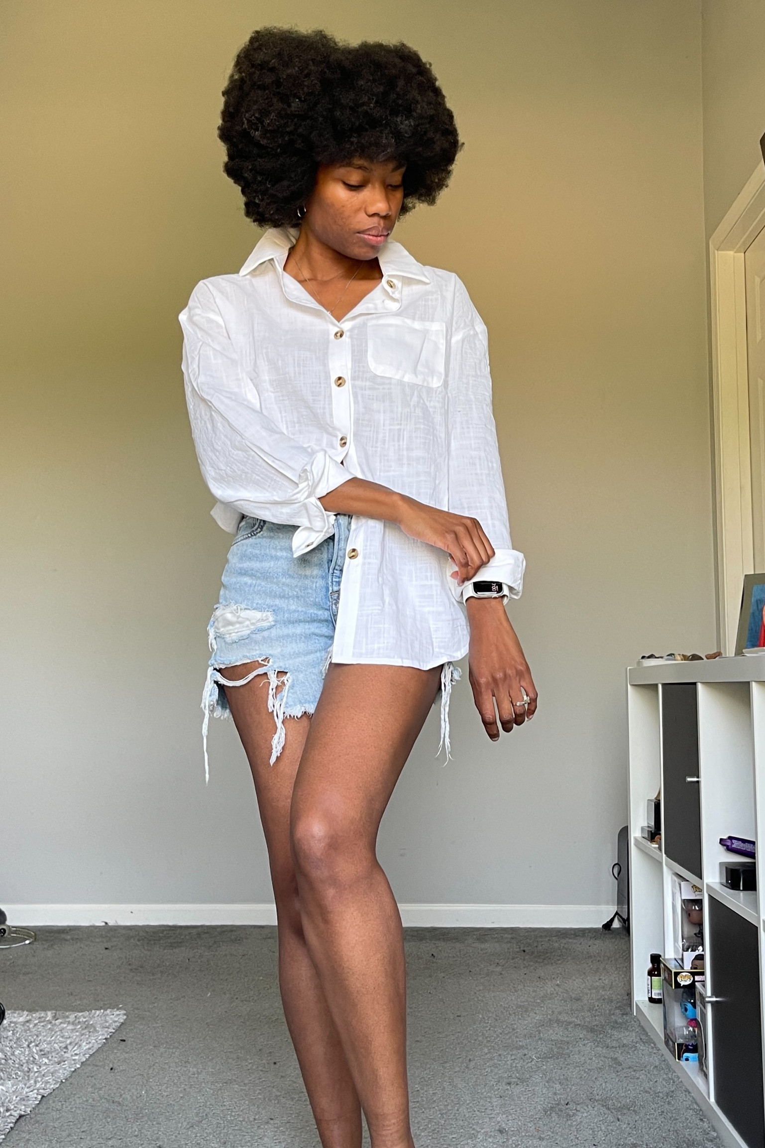 This is going to be my summer uniform, for sure. White button with cut off shorts just can’t be beat. #summerstyle #amazonfind 

#LTKstyletip #LTKSeasonal #LTKunder50