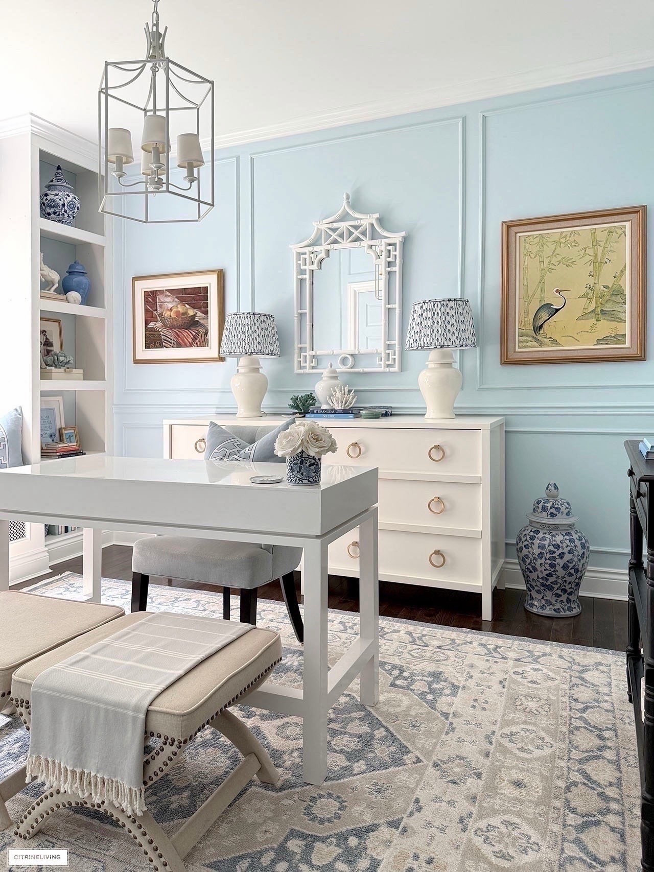 Chic layered home office! A beautiful rug, colorful art, pops of pattern💙

Home office, home decor, home finds, office decor, office finds, home style, chic home, coastal home

#LTKSeasonal #LTKHome