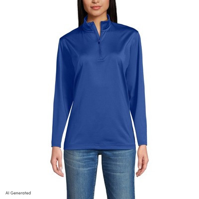 Lands' End Unisex Rapid Dry Quarter Zip Pullover - 2X Large - Dark Cobalt Blue | Target