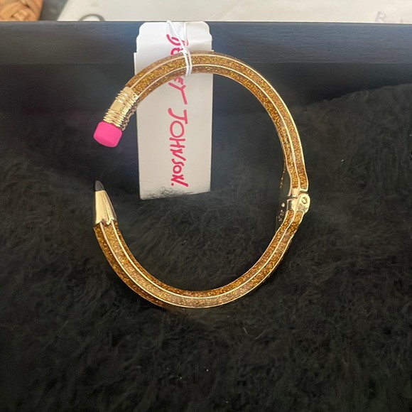 COPY - Betsey Johnson Gold Tone and Glitter Effect Pencil Hinge Bracelet | Poshmark