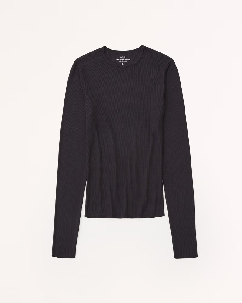 Essential Long-Sleeve Featherweight Rib Tuckable Top | Abercrombie & Fitch (US)