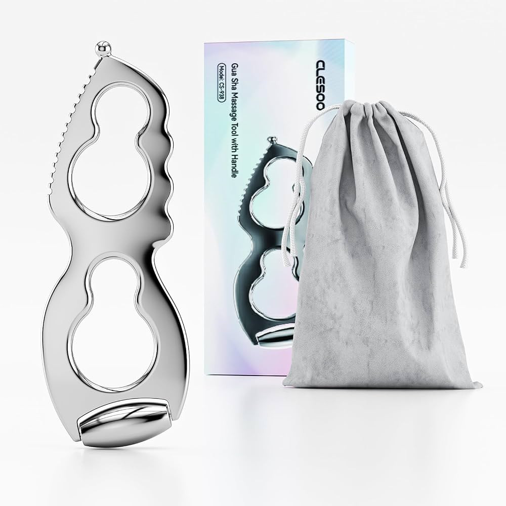 CLESOO Gua Sha Tool & Face Roller - Metal Face Massager Tool with Comb Teeth for Body, Face, Eyes... | Amazon (UK)