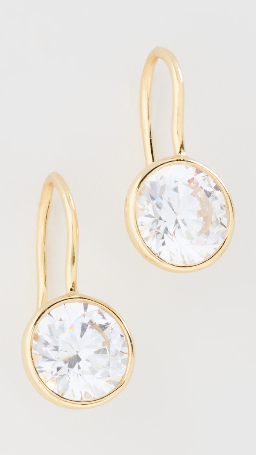 SHASHI Bezel Drop Earrings Gold One Size | Shopbop