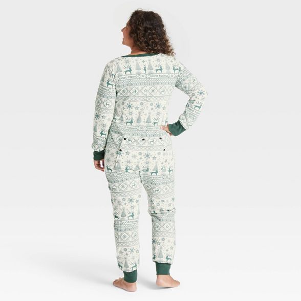 Women's Reindeer Good Tidings Union Suit Green/Cream - Hearth & Hand™ with Magnolia | Target