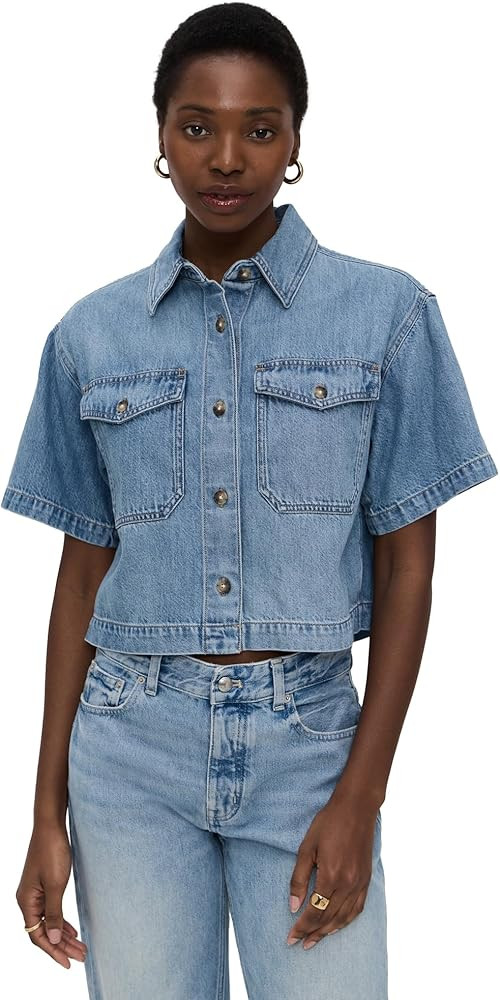 Madewell Women's Boxy Crop Button Up Shirt | Amazon (US)