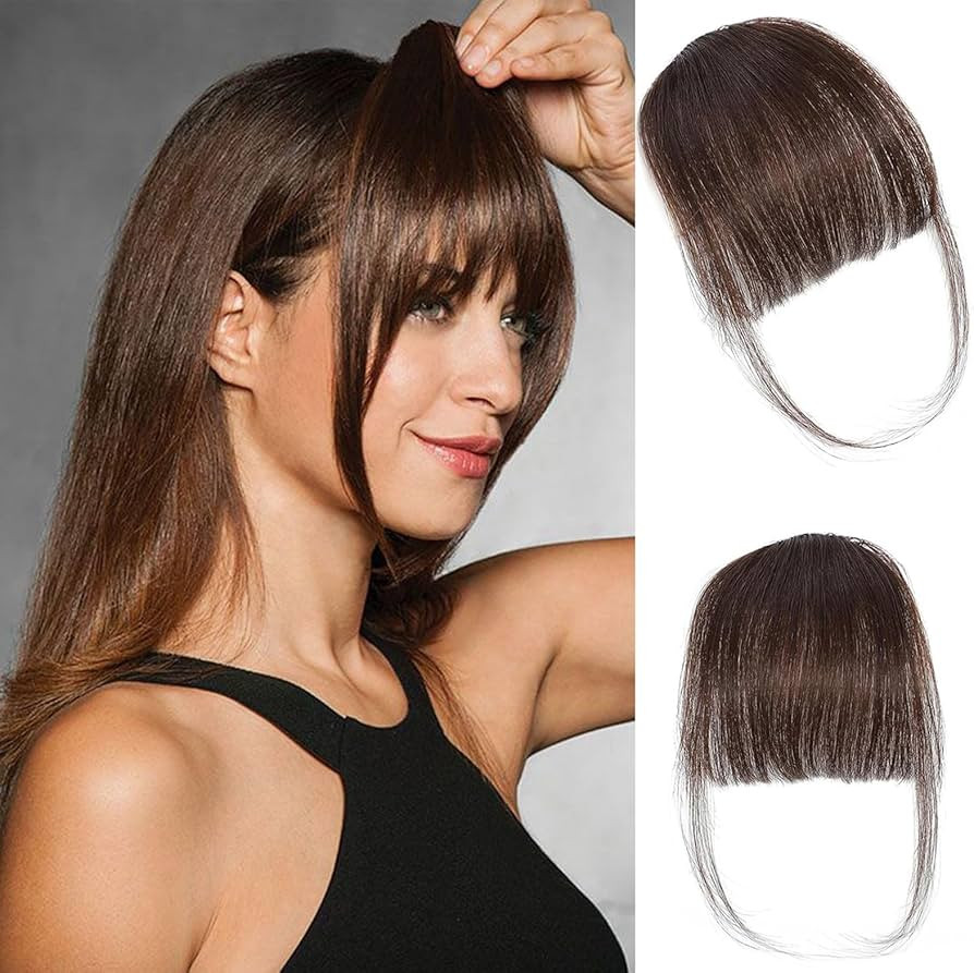 MYMYDA Clip in Bangs 100% Real Human Hair Extensions Clip on Wispy Bangs for Women Fringe with Te... | Amazon (US)