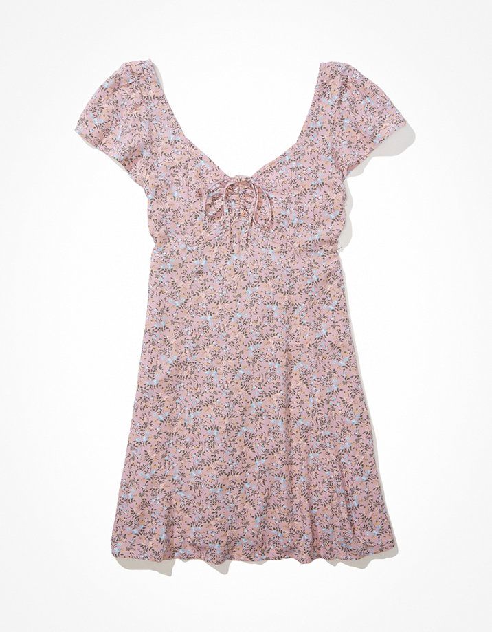 AE Floral Cinch-Front Mini Dress | American Eagle Outfitters (US & CA)