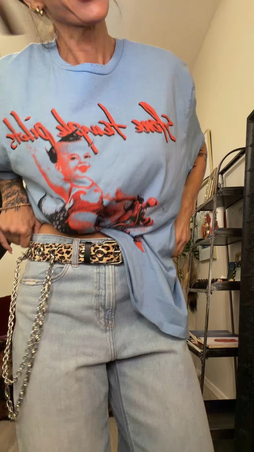 I got a 2xl in this mens shirt 
These @American Eagle Outfitters jeans run a bit large but are supposed to be baggy. I sized down. 
The fuzzy leopard belt is old but originally from hot topic but I linked others  

#LTKootd