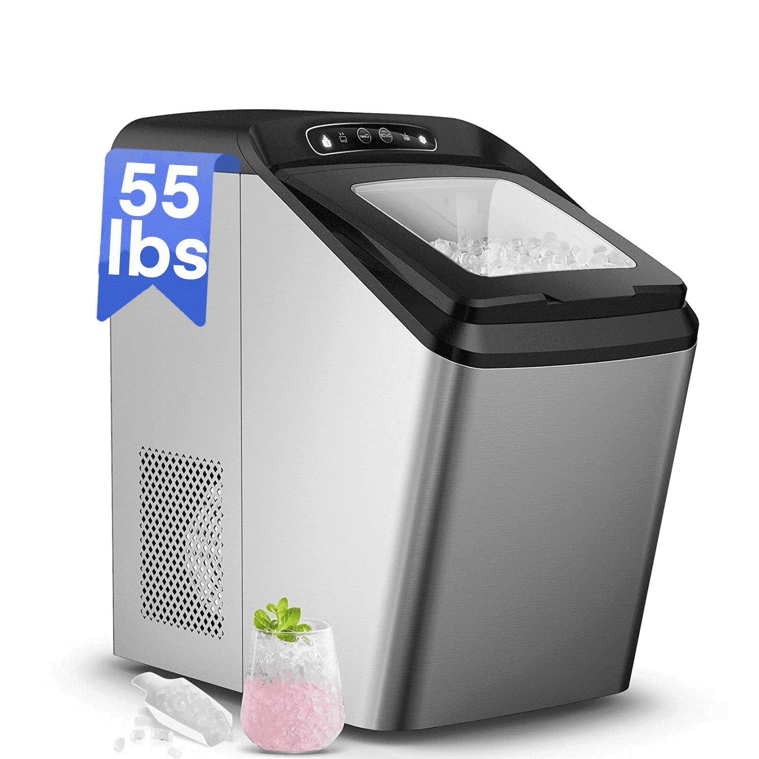 Nugget Ice Maker Countertop, 55Lb Pebble Pellet Ice per Day, 5 Mins Production Time, Auto-Cleanin... | Walmart (US)