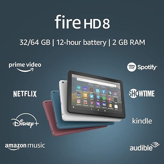 Fire HD 8 tablet, 8" HD display, 32 GB, latest model (2020 release), designed for portable entert... | Amazon (US)