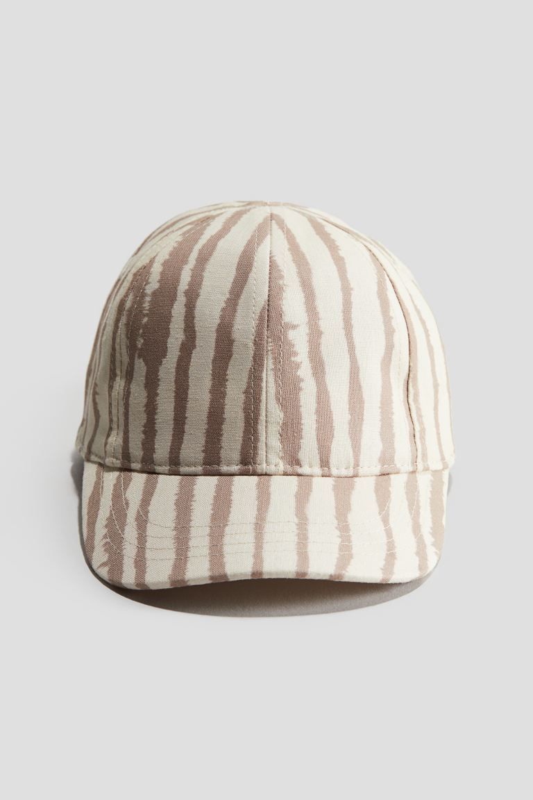 Patterned Linen-blend Cap - Light beige/striped - Kids | H&M US | H&M (US + CA)
