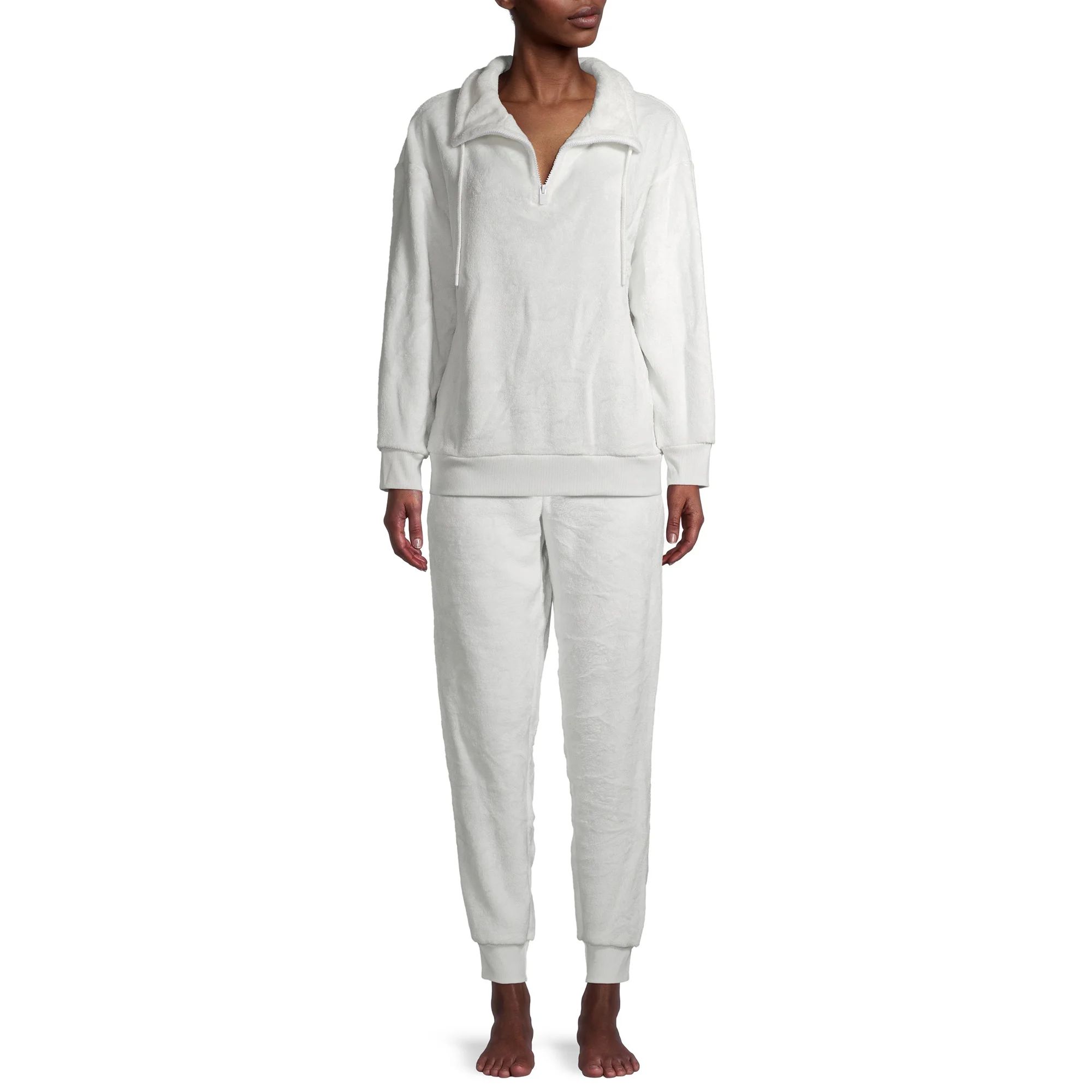 Secret Treasures Women's and Women's Plus Deluxe Touch Long Sleeve Half Zip Lounge Pajama Sweatsh... | Walmart (US)