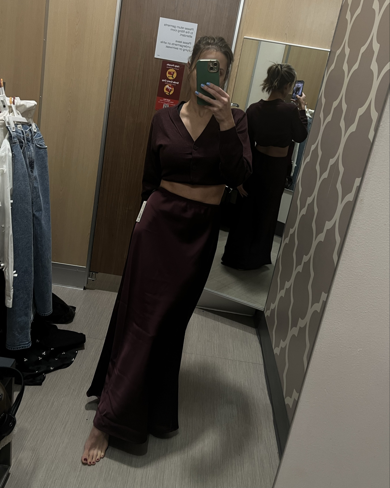 Finally, this burgundy satin skirt had to come home with me. Love it paired with a tucked cardigan. 

#LTKFindsUnder50 #LTKHoliday #LTKSeasonal
