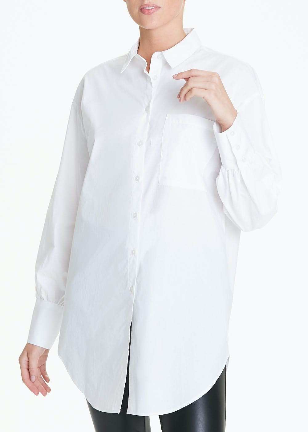 White Longline Cotton Shirt – White | Matalan (UK)