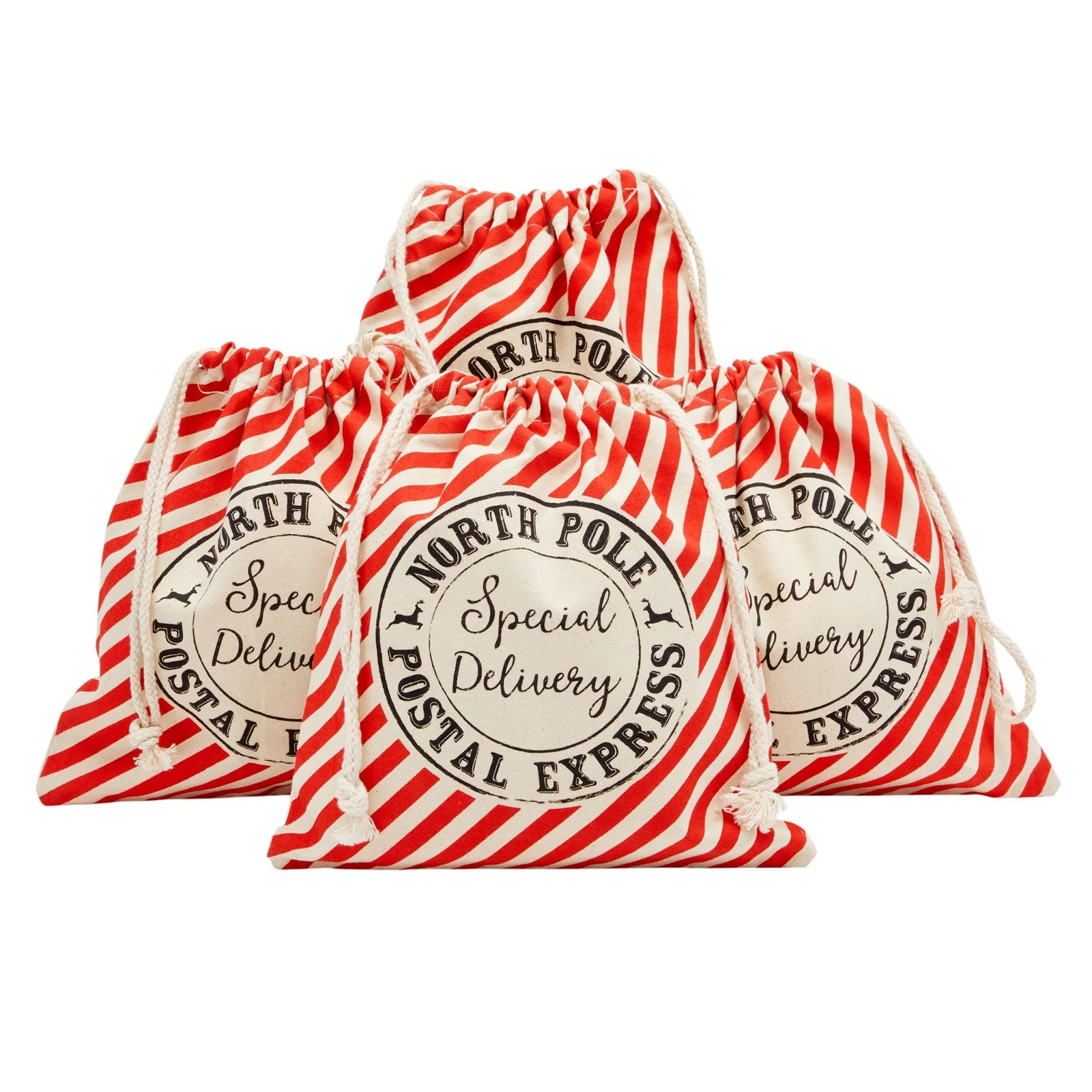 4 Pack Canvas Christmas Drawstring Gift Bags for North Pole Holiday Party Favors, 11.5 x 10 in - ... | Walmart (US)