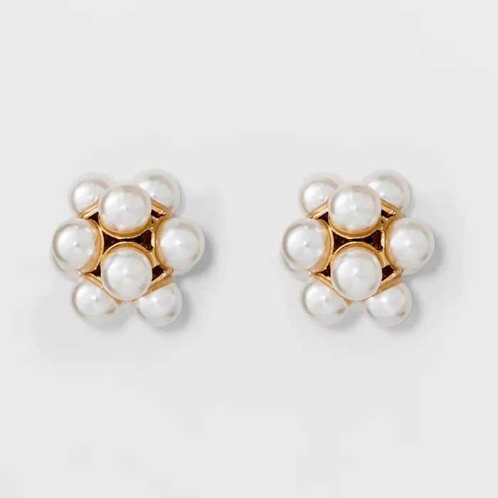 Simulated Pearl Stud Earrings - A New Day&#8482; Gold | Target