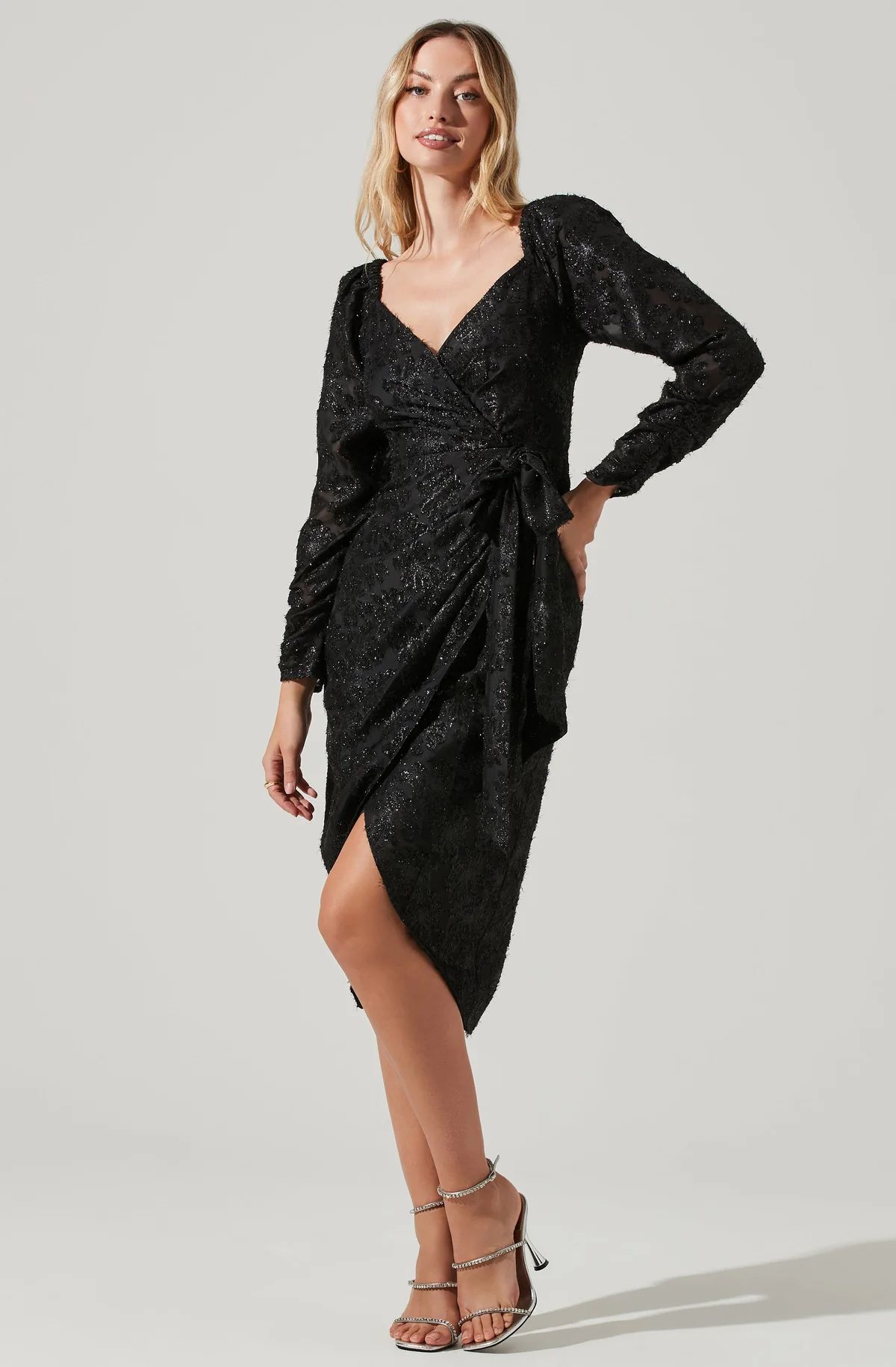 Terese Floral Burnout Tie Waist Midi Dress | ASTR The Label (US)