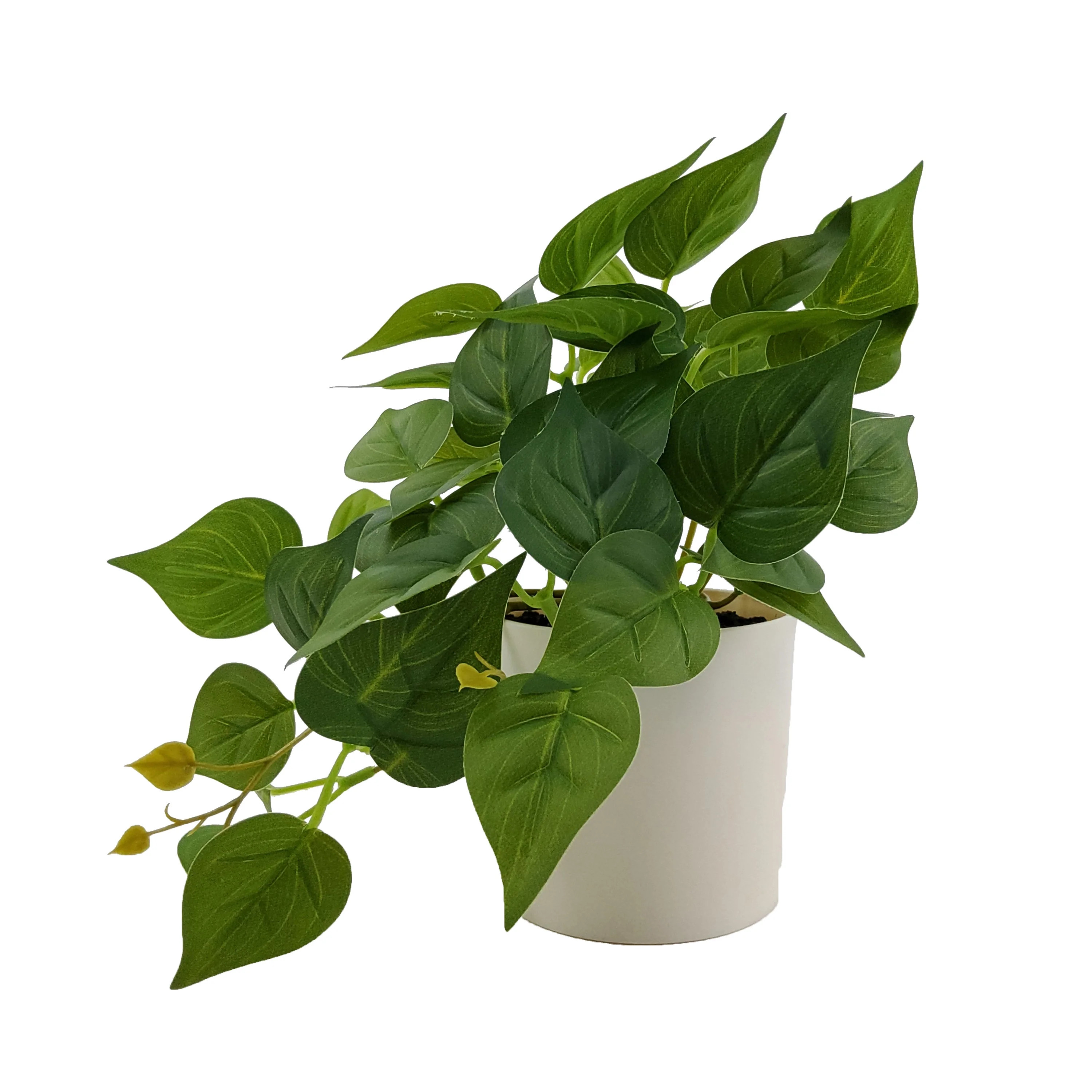 Mainstays Indoor 8''H Artificial Trailing Pothos Plant in White Plastic Pot, Green Color. | Walmart (US)