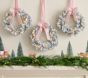 Pink Flocked Light-Up Mini Christmas Wreaths, Set of 3 | Pottery Barn Kids