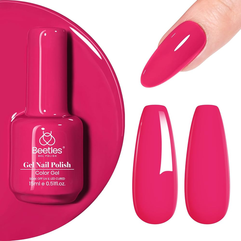 Beetles Pink Gel Nail Polish, 15ml Hot Pink Spring Summer Nail Gel Polish Soak Off UV LED Lamp Pa... | Amazon (US)